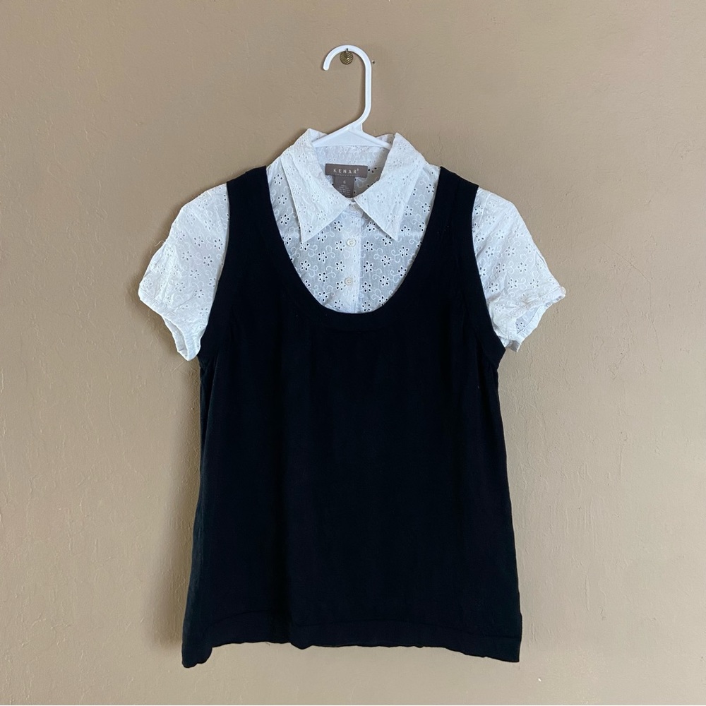 KENAR Silk Vest w/ Built in Lace Shirt